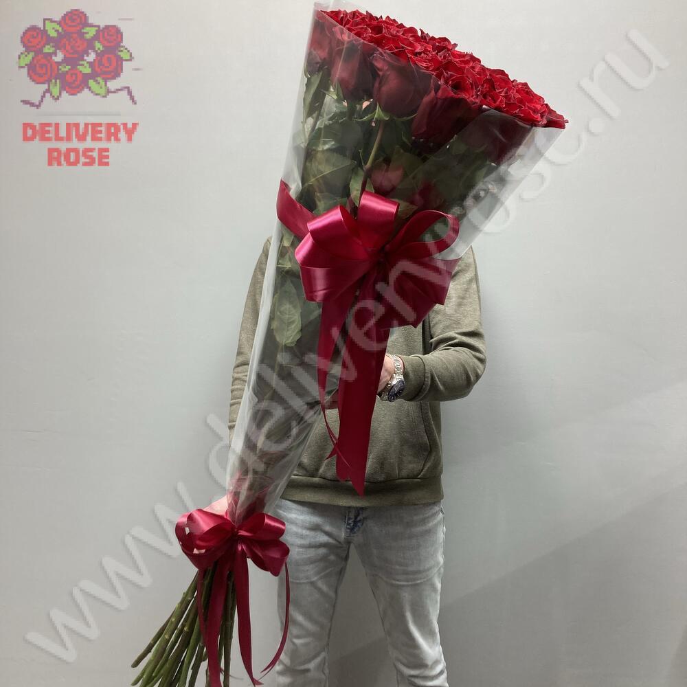 25 гигантских красных роз 150см